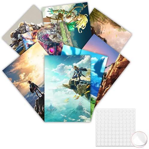 GTOTd Zelda Game Poster 8 Stück 42 x 29cm (16.5 x 11.4) | LOZ Merch Party Ungerahmte Version HD Leinwanddruck Poster für Wohnzimmer Schlafzimmer Club Wand Kunst Dekor
