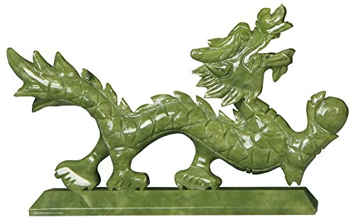 HDTIEN 38CM natürliche Jade grüne Drachen große Statue, Büro Wohnzimmer Dekoration, Zodiac Drachen Handwerk, Fengshui Jade Schnitzen Dekoration,B
