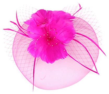 Fascinator Damen, Fascinator Damen Hut Blume Mesh Feder Pillbox Hüte Haarspange Haarnadel Hut Vintage Tea Party Kopfbedeckung Flower Derby Hut Hochzeit Cocktail Haarschmuck Federn Stirnband