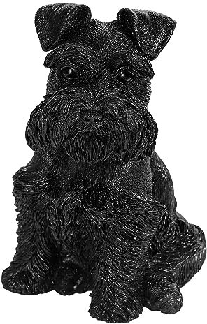 TUMBEELLUWA Schnauzer Hund Kristall Statue Realistische Welpe Schwarzer Obsidian Skulptur Geschnitzt Tier Sammlerstück Figur für Home Office Schreibtisch Dekor, 10,3 cm