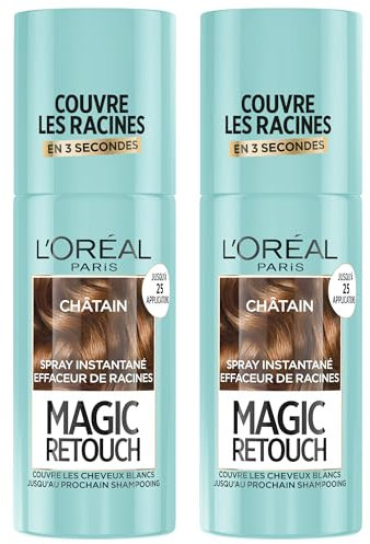L’ORÉAL PARIS - Lot de 2 Magic Retouch Châtain - Spray Instantané Correcteur de Racines & Cheveux Blancs - Hommes & Femmes - 75ml
