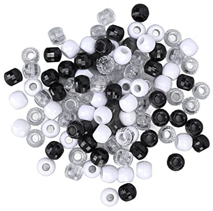 240 Stück Haarperlen, Kunststoff-Bartperlen, Haarperlen Für Zöpfe, Schwarz-weiß, Transparent, Haarschmuck, Flechtperlen Für Heimwerker