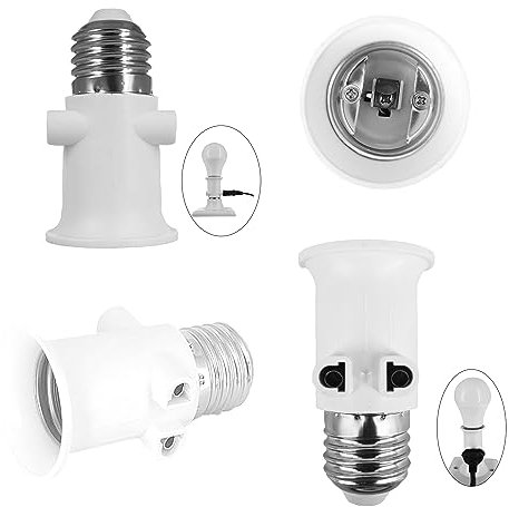 YinzPlus 2 piezas por paquete de enchufe de lámpara que se convierte de soporte de lámpara E27 a enchufe de alimentación y E27
