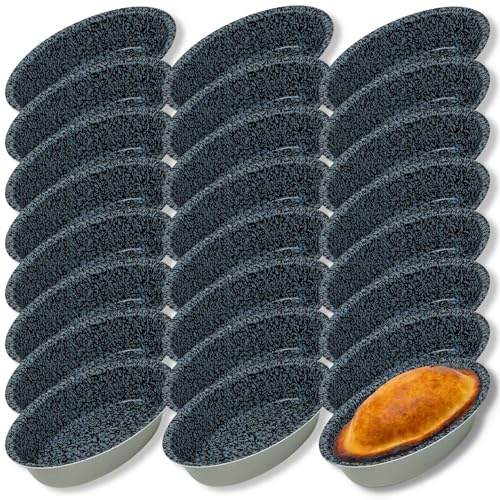 NAMAI 24 Stampi per Pasticciotti Leccesi, Formine per Pasticciotti Leccesi, Materiale in Alluminio, Rivestimento Antiaderente, Effetto Pietra Made in Italy 10,5 cm x 7cm, Adatti in Friggitrice ad Aria