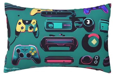 BREAUX Gaming Controller Patterns Print Double Sided Plush Pillowcase, Rectangular Pillowcase, Sofa Pillow Cushion Cover 20x30in