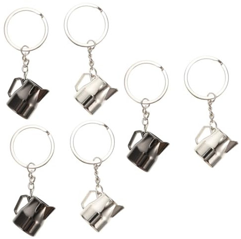 ZEBEYE Keychain,6 pcs metal keychain car keychains automotive accessories espresso mug Coffee Bean Keyring birthday keychain black espresso cups bag key ring bag pendant coffee series key ring