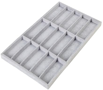 Porte-lunettes élégant, Organisateur D'accessoires, Rangement de Lunettes de Soleil, Flanelle grise à 15 grilles