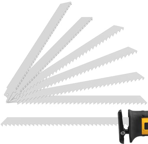 OROMYO Lot de 6 lames de scie sabre 228/305 mm en acier inoxydable pour os et viande, scie à métaux avec mallette de rangement, pour couper du bœuf, de la viande congelée, des os