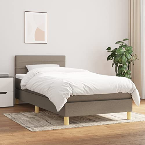 ULUYYUC Boxspringbett, Familienbett Palettenbett Schlafbett Jugendbett Geeignet für Wohnzimmer Schlafzimmer Arbeitszimmer Zimmer Mieten mit Matratze Taupe 100x200 cm Stoff