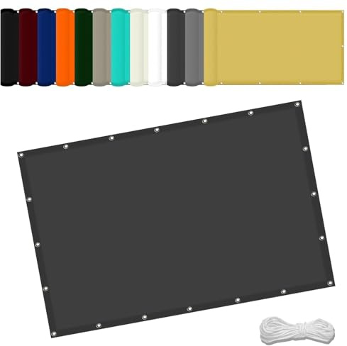 Sonnensegel tarp 1.9 x 2 m Wasserdicht Sonnenschutz Balkon Reißfest UV-Schutz nach Mass Polyestergewebe Mit Seil Schattenspender für Gewächshaus/Hinterhof, Dunkelgrau
