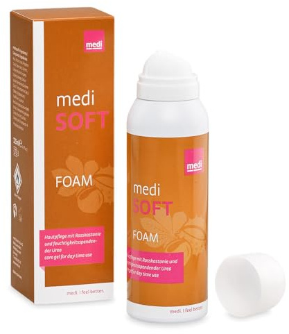 medi soft Cremeschaum | 6x 125 ml | Schützt vor Austrocknung der Haut | Extra Halt für Strümpfe mit Haftbändern | Spendet Feuchtigkeit