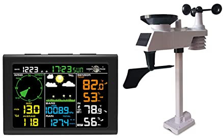 Station météo avec pluviomètre Station météo sans fil Connectez-vous au WiFi Wireless Digital Digital Radio Control Control avec capteur de thermomètre hygromètre Sans fil Intérieur Extérieur