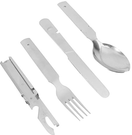 WATIIFUFU 4stücke Tragbares Besteckset Aus Edelstahl Set Mit Gabel Und Löffel Reisebesteck-set Für Camping Und Picknick Inklusive Utensilien Für Unterwegs