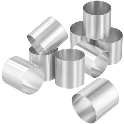 MUKSEUT 10 Pcs 5x5cm Round Cake Rings, 2 Inch Stainless Steel Mini Cheesecake Mould Rings, Cooking Rings for Baking Mousse Cake Dessert Cheesecake Crumpets