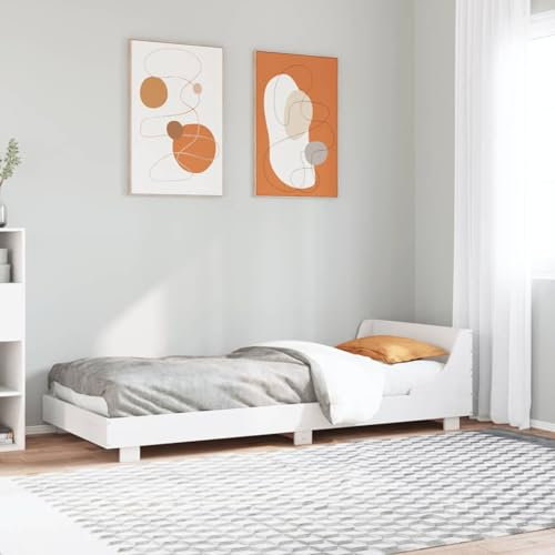 Buzaza Massivholzbett ohne Matratze Weiß 90x200 cm Holz Bett Massivholzbett Bed Frame Bettgestell Bett Holz Kiefernholz