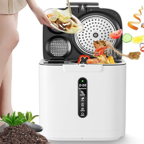 Compostador Eléctrico De Cocina, Cubo De Abono Inteligente para Encimera Interior/Exterior De Gran Capacidad De 3,8 L, Contenedor De Abono Eléctrico Filtra Impurezas, Abono De Residuos De Ciclador