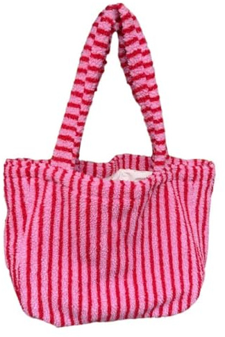 Damen Schultertasche gestreift große Kapazität Handtasche Trend Winter Einkaufstasche Plüsch Tasche Student Schultasche