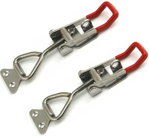 2 Stück Spannverschluss Edelstahl, Schnappverschluss Groß Kistenverschluss Kniehebelspanner mit Schlüsselloch Hebel Verschluss Einstellbare Spannverschlüsse für Schränke Schubladen, 150-170MM