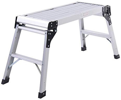 XCHSXYL Marchepied Pliant en Aluminium à 2 marches avec Plate-Forme de Travail de Cuisine à Verrouillage sécurisé Hop Up Capacité de 150 kg Argent