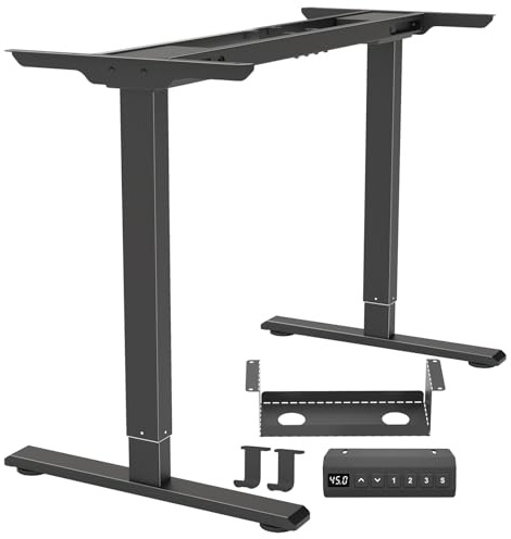 PulvinarVita Dual Motor Standing Desk Frame, Ergonomic Stand Up Desk Base Workstation with Cable Management Tray, Headphone Hook for Home Office