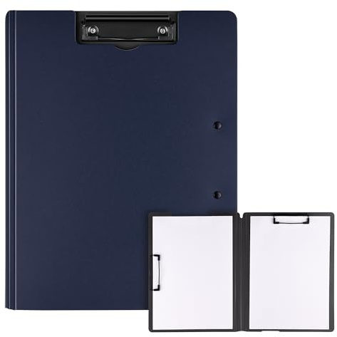 Vonsera Klemmbrett A4, Schreibmappe A4 mit 2 Klemmen, Klemmbrett mit Deckel, Klemmbretter für Büro, Schule, Baustelle, Blau