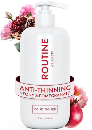 Routine Wellness Anti-Thinning Deep Conditioner for Thinning Hair to Reduce Breakage - CLINICALLY TESTED Formula with DHT Blockers Saw Palmetto, Nettle Oil - Peony & Pomegranate Conditioner