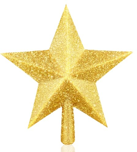 Glänzender Weihnachtsbaumspitze Stern,1PC 20cm/7.87in Gold Christbaumspitze Stern,Weihnachtsbaum Spitze Mit,Christbaumspitze Für Jede Baumspitze,Tannenbaumspitze,Weihnachtsbaumschmuck