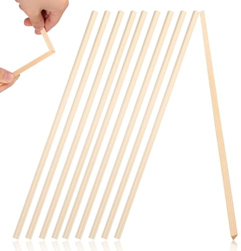VILLCASE 10 pcs Pine Wood Window Trim Strips 30 cm x 6 mm DIY Moulding Beading for Screen Edge, Smooth Architrave for Interior & Exterior Frames, Picture Frame & Door Trim