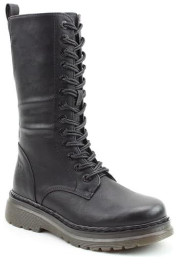 Heavenly Feet Avena 2 Womens Mid Calf Biker Boots Lace Up Memory Foam Fashion Autumn Winter Boot (Black2, UK Footwear Size System, Adult, Women, Numeric, Medium, 5)
