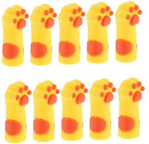 UKCOCO Fundas de Silicona Amarillas para Tijeras y Pinzas de Cutículas, Diseño Antideslizante en Forma de Pata de Gato, Pack de 10 para Rutina de Cuidado de Uñas