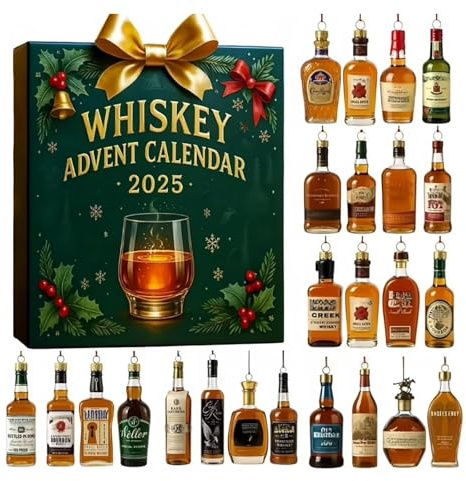 Whisky Männer Adventskalender 2025 - Weihnachtskalender 2025 Männer 24 Tage Ohne Wiederholung (Bei diesem Produkt handelt es sich um einen dekorativen Anhänger, nicht um ein Getränk) (Grün)