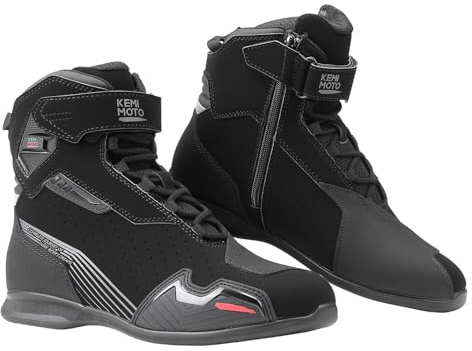 KEMIMOTO Scarpe Moto Uomo Normativa CE, Traspirante Casual Stivali Moto Uomo con Rinforzo Cambio, Antiscivolo Scarpe da Equitazione Stradale con Supporto alla Caviglia