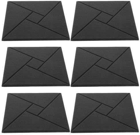 Toyvian 6Pcs Self-Adhesive Polyester Fiber Acoustic Sound Absorbing Panels for Soundproofing Walls in Music Studios Bedrooms and Home Cinemas