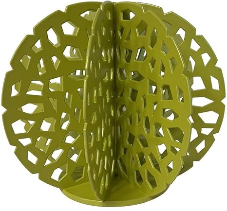 t1t Cactus Décoratif en Acier, Motif Ajouré, Vert Curry, 25 x 21,5 cm, Design Boule, Style Extérieur, Fabrication Française, sans Assemblage Requis