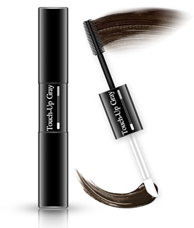 Hårmascara för grått hår, penna för att dölja hårfästet, mjuk formula, snabbtorkande och tvättbar, dubbla spetsar för en naturlig färg, mellanbrun, 7 ml