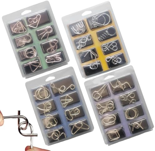 Rompecabezas de alambre de metal, rompecabezas de metal, juego de rompecabezas de metal, juguete de entrenamiento para mejorar las habilidades de resolución de problemas para adolescentes y adultos