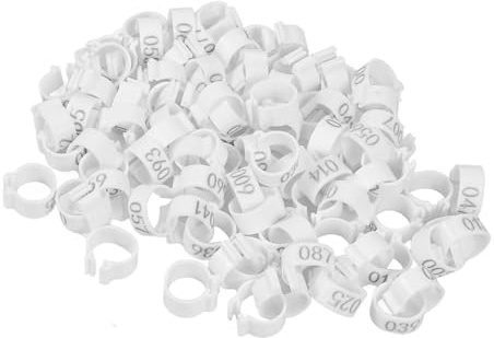 STOBAZA 100 Anillos para Patas de Aves Blancos de Abs, Identificadores Numéricos Prácticos y Fáciles de Usar para Canarios y Aves de Corral