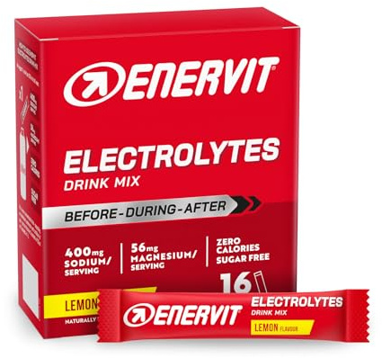 Enervit, Electrolytes Drink Mix, Integratore di Sali Minerali con Sodio e Magnesio, Ideale per Reintegrare gli Elettroliti Persi con la Sudorazione, Supporta Idratazione, Astuccio da 16 Buste