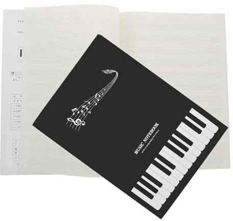 Housoutil Notenbuch A4 Blanko Notenheft für Musiker mit 2 Büchern Liniertes Papier aus Papier Kompaktes Design für Klavier und Instrumentenunterricht zu Hause der Schule