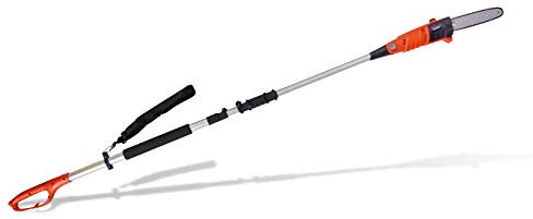 eSkde 600w Long Reach Pole Chainsaw & Pruner with 12” Multi Angle Blade for Cutting Branches and Trees with 10m Cable and Telescopic Aluminium Pole