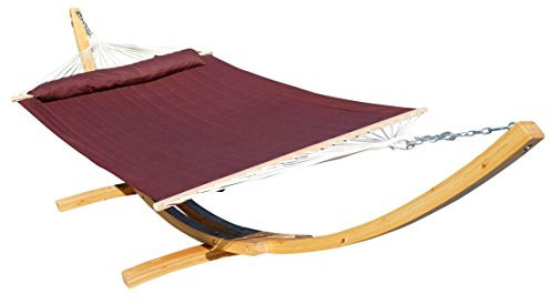 410cm XXL Cadre hamac ÉDITION Naturelle COMPLÈTE Brown mélèze en Bois avec Tige hamac (rembourrés) et Coussins de AS-S