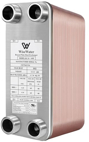 AB Plate Heat Exchanger, 4x 12 60 Plates Water To Water Heat Exchanger, Copper/SS316L Stainless Steel Brazed Plate Heat Exchanger For Floor Heating, Water Heating, Snow Melting