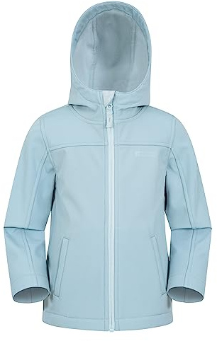 Mountain Warehouse Veste Enfant Exodus Softshell - Coupe-Vent, Imperméable Fille Et Garçon, Veste Polaire Unisexe, Veste À Capuche Conçue pour Sport Et Voyage Bleu Ciel 13 Ans