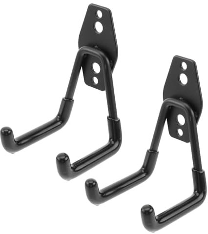 DOITOOL Doppelwandhaken : 2 stücke Wandhaken Garage Doppelhaken Gerätehalter Schwerlasthaken wand Werkzeughalter Wandhalterung garage lagerung haken für großteile,fahrräder (schwarz,11 x 7 x 1cm)