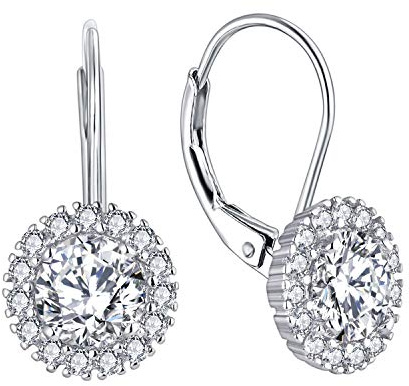 JO WISDOM Pendientes Plata 925 Mujer con Circonita Cúbica AAA Piedra de nacimiento de Aprile