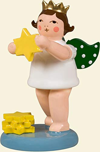 Rudolphs Schatzkiste Holzfigur Engel mit Stern und Krone Höhe 6cm NEU Holzengel Instrument Seiffen Erzgebirge Figur Dekoration Holzfiguren Weihnachten Fensterschmuck Spielzeug Deko Weihnachtsfigur
