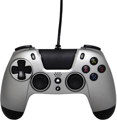 Gioteck - VX4 Verkabelter Controller Titanium für PS4 und PC Gamepad, Joystick Ergonomisches Design & Playstation-Layout mit Schnellfeuerauslöser Audio-Port/Buchse 3,5MM VX4PS4-45-MU
