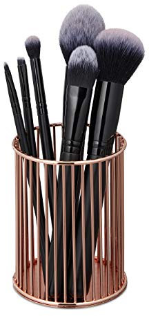 Relaxdays Pennhållare modern, rund, penselhållare kosmetika, tråd, pennmugg skrivbord, H x D: 10 x 8 cm, koppar, 1 styck