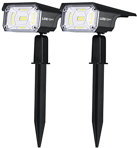 LEREKAM Solar Spot Lights, IP65 Waterproof 40 LEDs Landscape Spotlights,USB & Solar Powered Wall Lights Dark Sensing Auto On/Off,3 Modes Outdoor Solar Garden Lights for Yard Porch 2 Pack