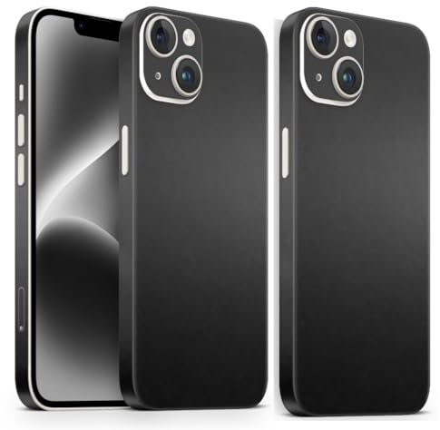 TF Skins iPhone 12 Skin (2X Stück) Schutzfolie für die Rückseite und Seiten in edler Optik inkl. Kameraschutz Schutz vor Kratzern (Carbon Black)